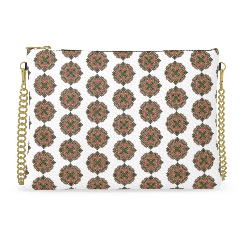 Medallion White & Green Leather Crossbody