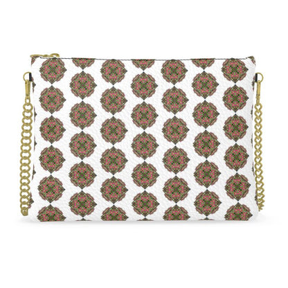 Medallion White & Green Leather Crossbody